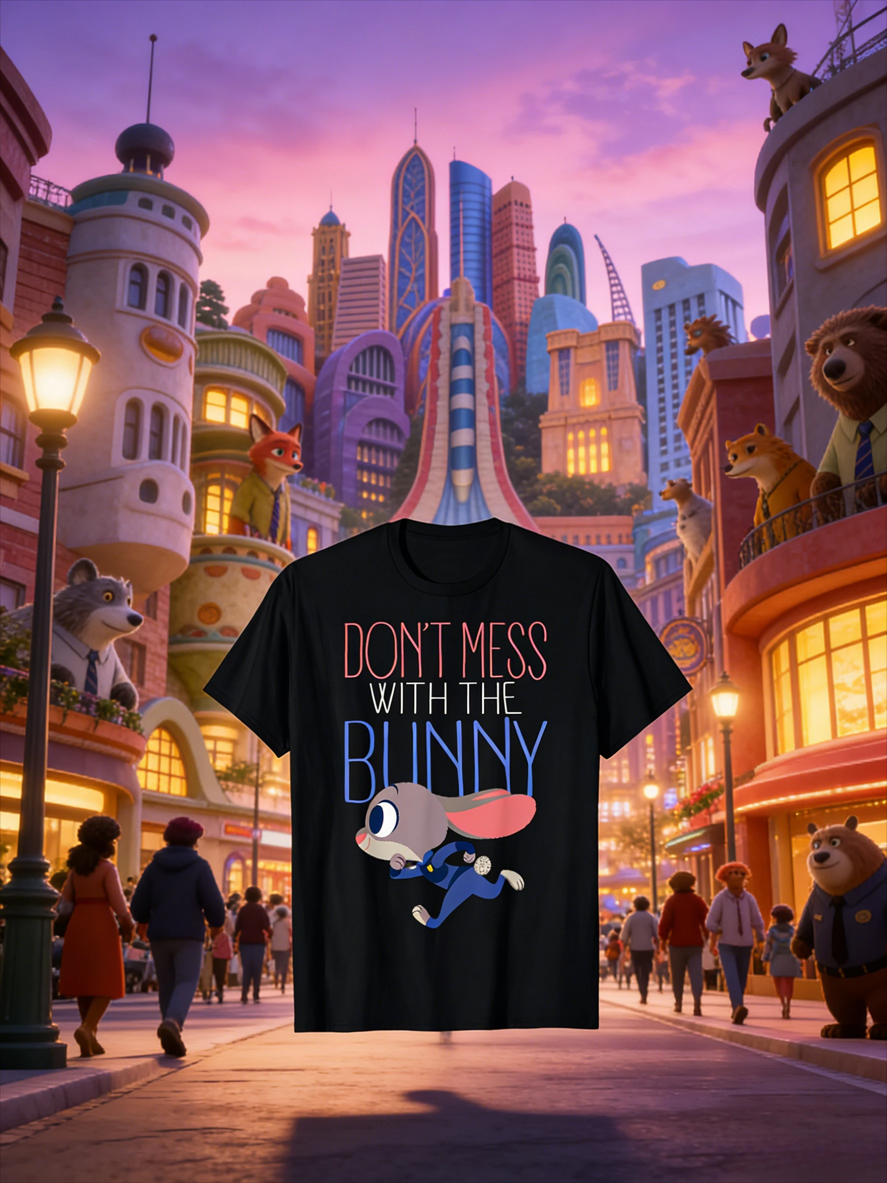 Disney's 2026 Summer Zootopia Judy 100% Pure Cotton Printed T-shirt for Men and Women's Outdoor Casual Breathable Tops Y2k