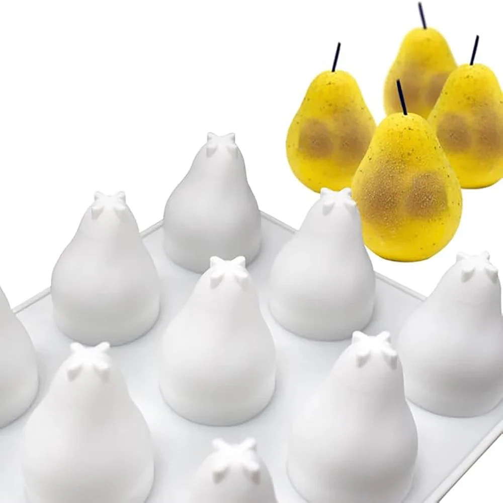 15-Cavity 3D Pear Shape Mousse Mold Silicone Baking Mold for Fondant Chocolate French Dessert Jelly Pudding Cake Decoration