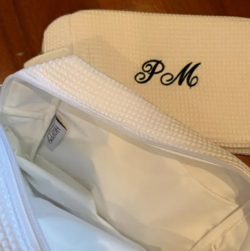 Personalized Waffle Makeup Bag Embroidered Simple Fashion Stripe Makeup Bag Super Hot Storage Bag Bridesmaids Gift