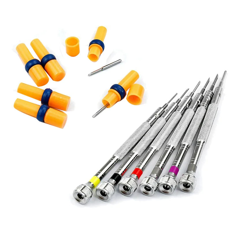 AOAO-6Pcs مفكات ساعة فولاذية و6 قطعة مجموعات لقمة ثقب احتياطية لصانع الساعات إزالة وضبط أدوات إصلاح نظارات الساعة #6