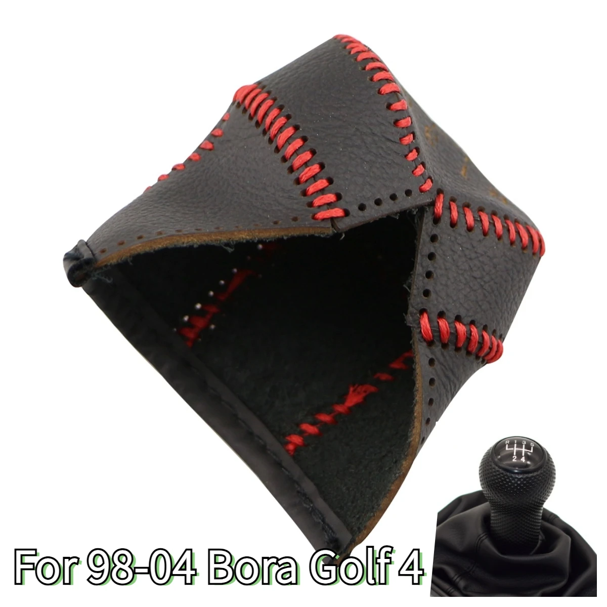 For Volkswagen VW 1998-2002 2004 Golf 4 MT 5 Speeds Gear Shift Knob Cover Genuine Lather Shift Knob Collars