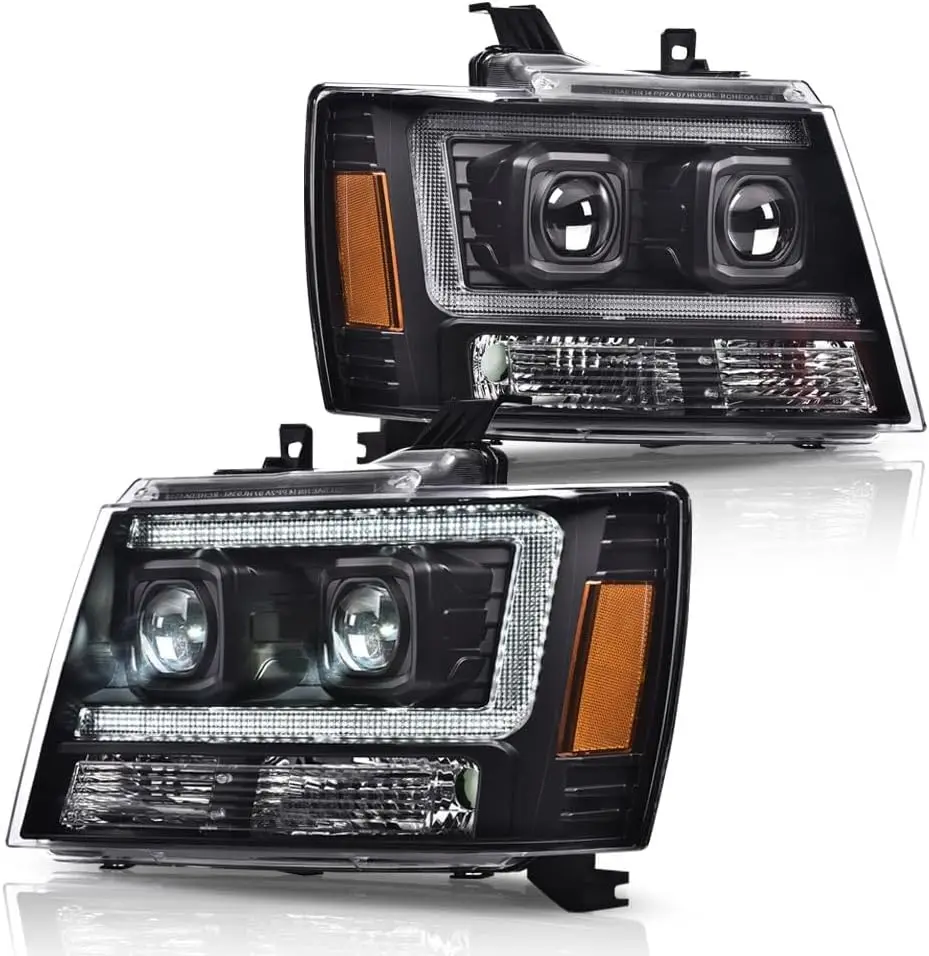 

LED Headlights Assembly Compatible with Chevy Tahoe Avalanche Subarban 1500 2500 2007-2014 DRL Bumper Corner Turn Signal Headlam