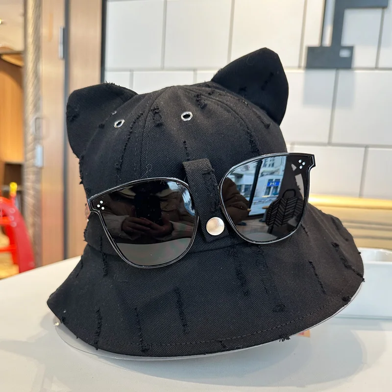 Nette Cartoon Eimer Hut Mit Brille Frauen Frühling Und Sommer Mode Bob Chapeau Outdoor Sonnenschutz Sonne Angeln Kappe Panama – Detail 11