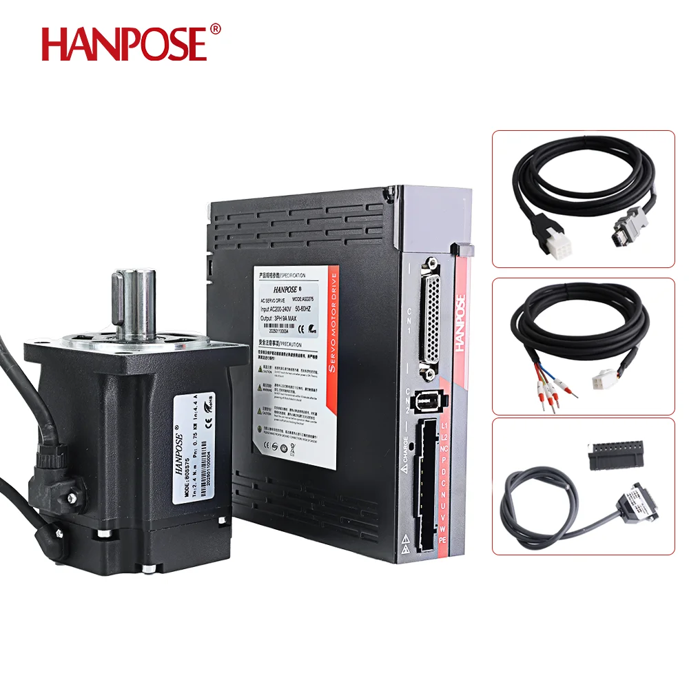 High Performance 750W 80SS75 ASD275 220v 2.4N.m 4.4A 3000-6000rpm Constant Torque Servo Motor Controller Ac Servo Motor Driver