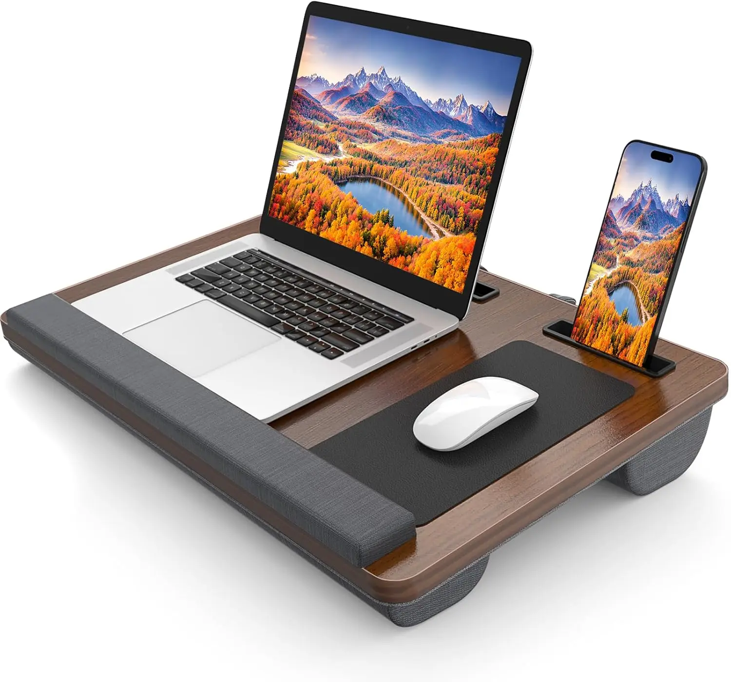 

Portable Laptop Lap Desk with Wrist Rest, Mouse Pad, and Cushion for Beds and Couches - Dark Brown