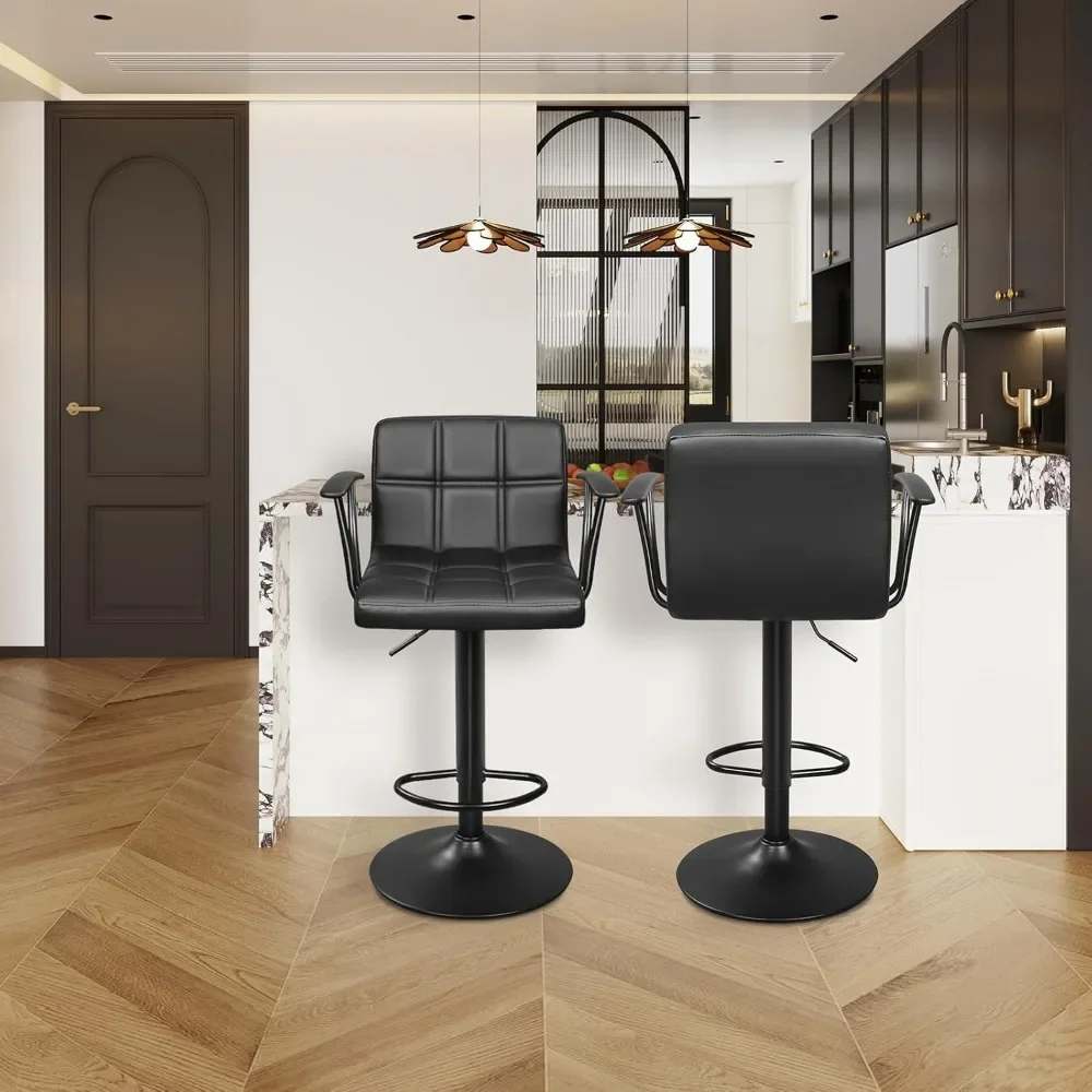

Bar Stools Set of 2, Armrest Adjustable Swivel Barstools with Back,Double Needle PU Leather Counter Height Chairs,counter stools