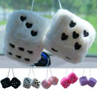 Three Dimensional Cube Dice Car Pendant Multicolor Plush Dice Car Hanging Pendant Dice Automotive Rearview Mirror Accessories