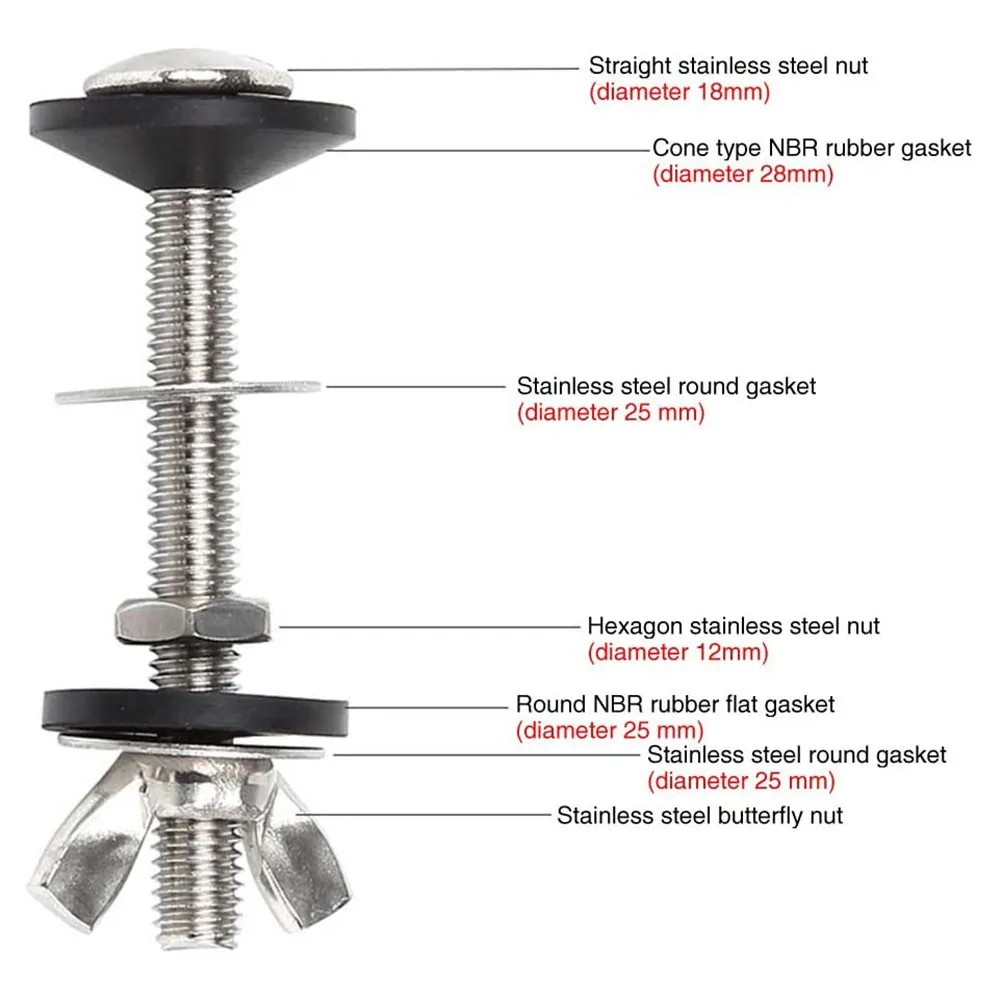 

Новый комплект, болт резервуара для воды для унитаза, туалета, туалета, 100% новый фиксирующий кастрюля из нержавеющей стали 304, уплотнительная муфта закрытия