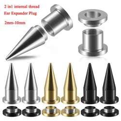 1Pair 2 in1 Surgical Steel Internal Thread Stretcher Ear Taper Plug Tunnel Gold Plated Piercing Expander Gauges Jewelry 3mm-20mm