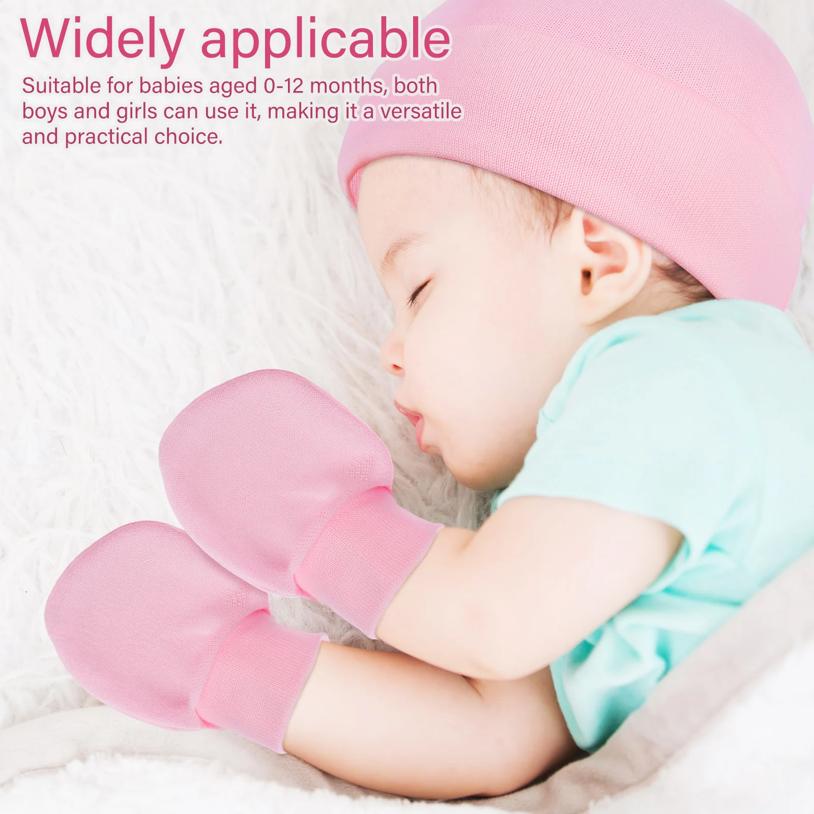 طقم مكون من قطعتين من القبعة والقفازات مصنوع من القطن الدافئ يحافظ على الرأس واليدين والقدمين بشكل مريح لغسل من عمر 0 إلى 12 شهرًا