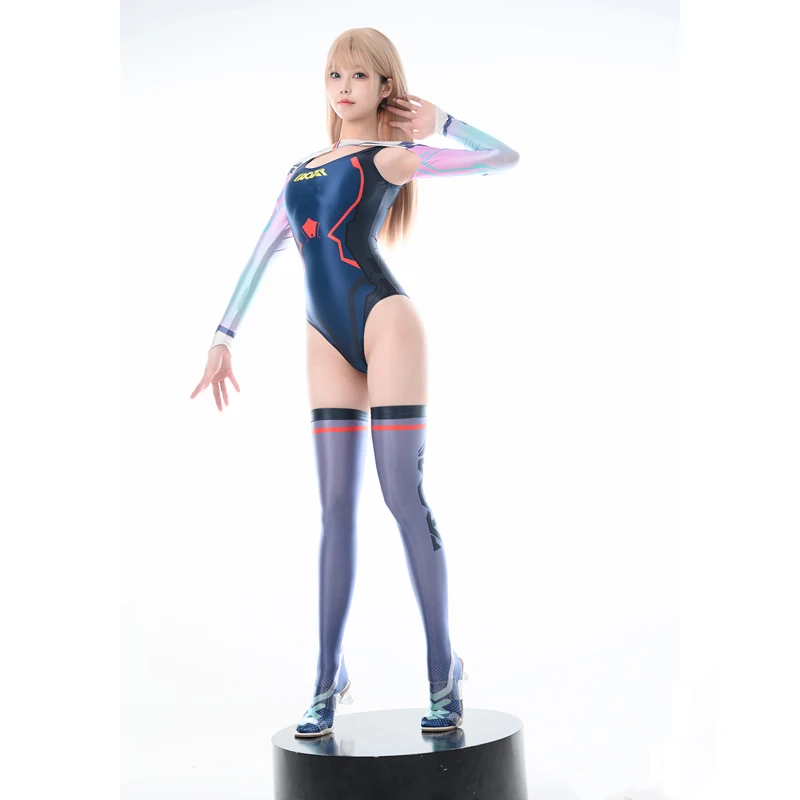 Sexy women Gloss Swimsuit Tights Satin Shiny Japanese Body Suits Long sleeved Gaming style raglan sleeves suit three-piece