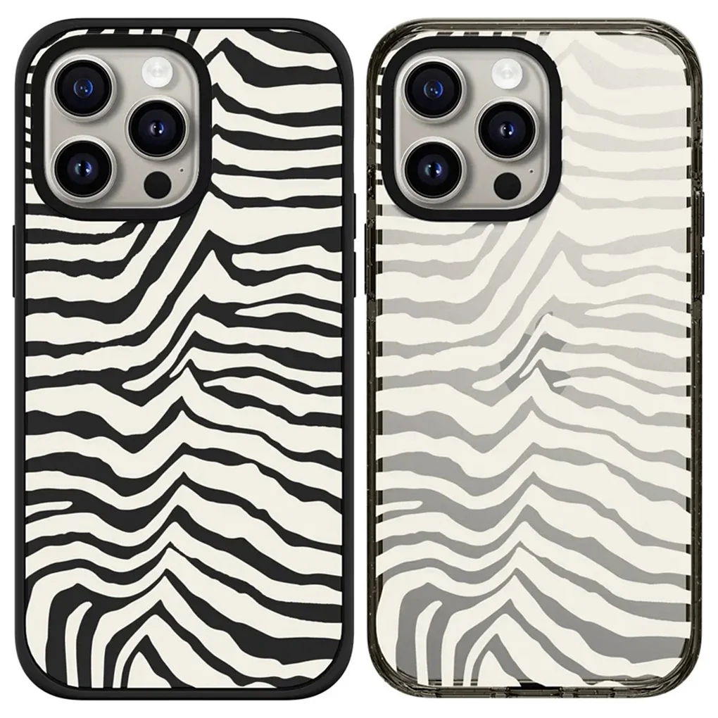 

Zebra Stripes 2.0 Acrylic Black Border Magnetic Phone Case Cover for IPhone 16 15 14 13 12 Pro Max Case
