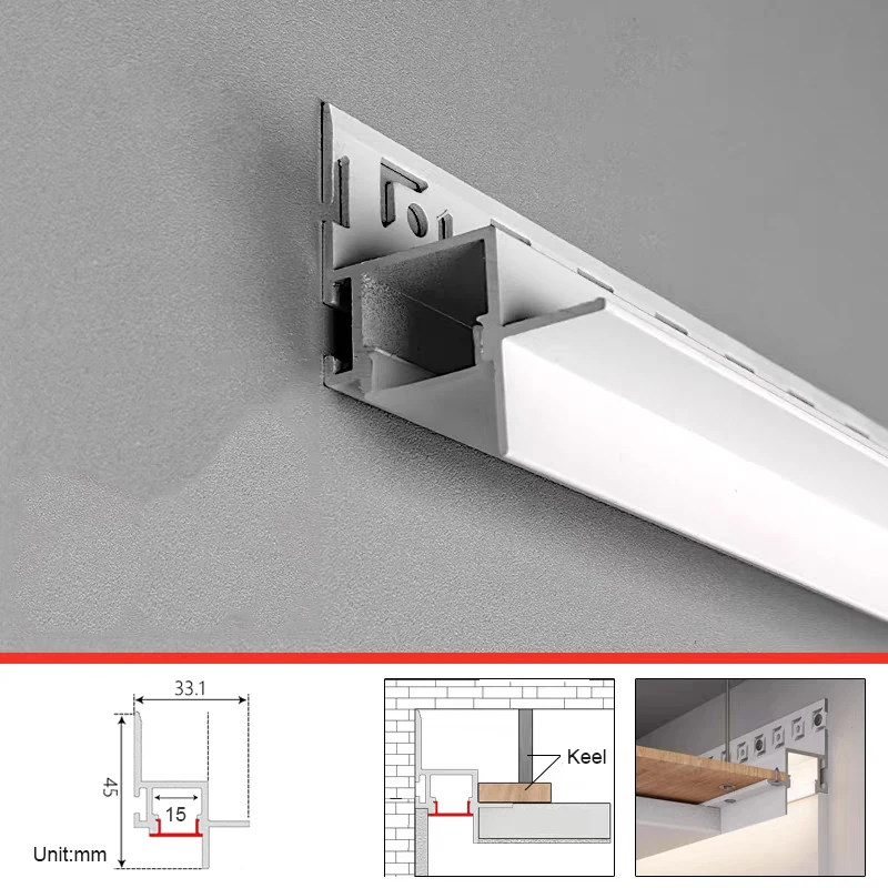0,5m/1m Plafond LED Aluminium Profiel Ingebouwde LED Hard Strip Licht Lichtgevende Lineaire Decoratieve Binnenverlichting Kanaallampen