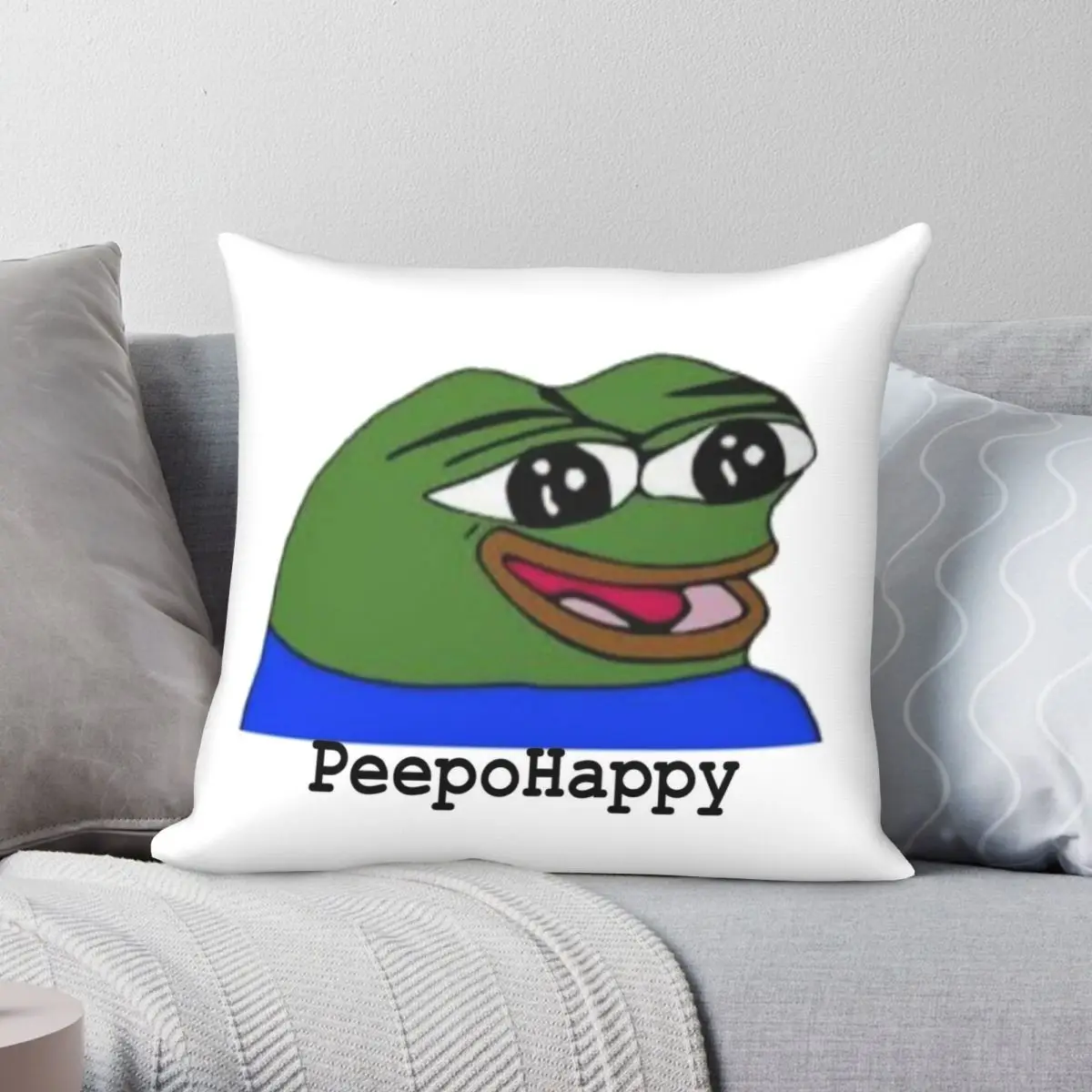 Pepe Frog Peepo Happy Square Pillowcase Polyester Linen Velvet Pattern Zip Decor Throw Pillow Case Room Cushion Cover 18