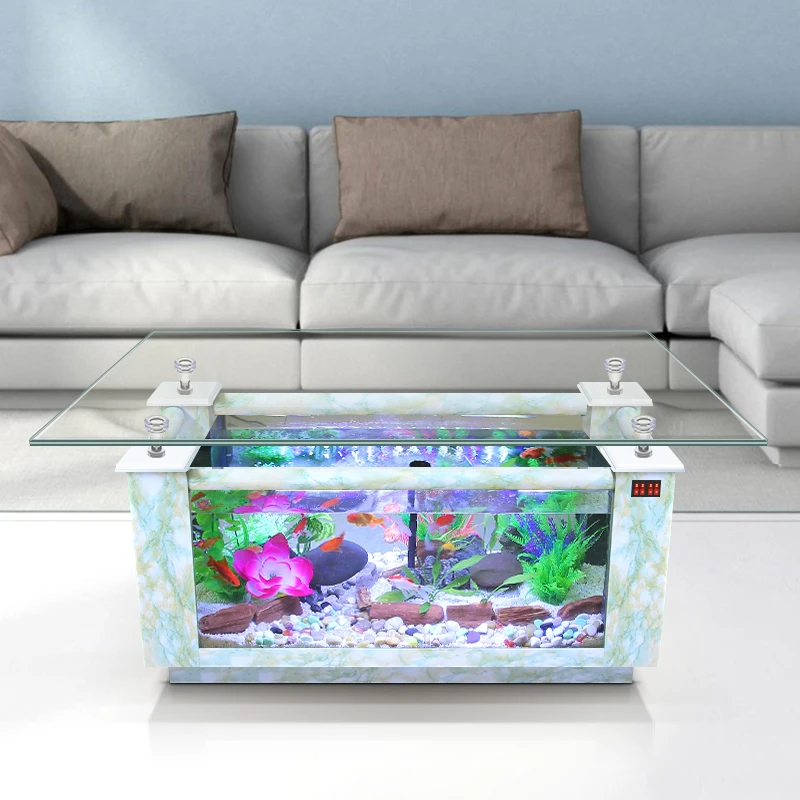 Special Design Curved Glass Coffee Table Fish Tank Important Desk Fish Tank