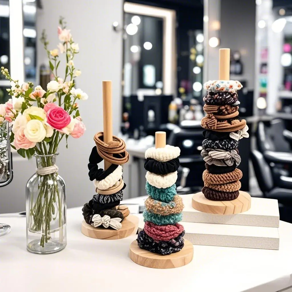 خشبية رباط شعر حامل الأطفال شريط مطاطي الشعر حبل اكسسوارات تخزين الرف عرض الرف لغرفة المعيشة الغزل الكرة Holde #4