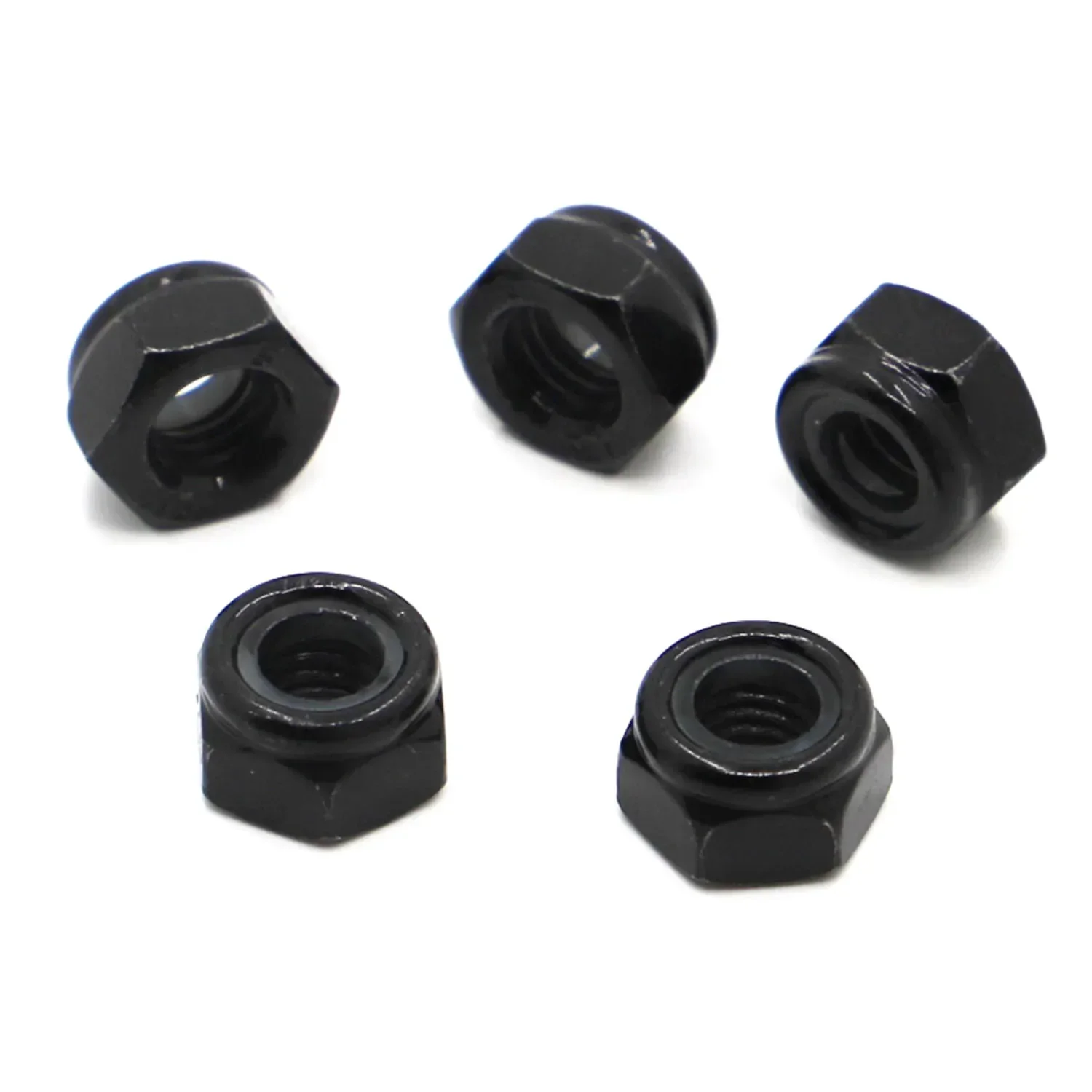 1~50pcs DIN985 M2 M2.5 M3 M4 M5 M6 M8 M10 M12 M16 Black Carbon Steel Hex Nylon Self-locking Nuts Locknut Slip Insert Lock Nut