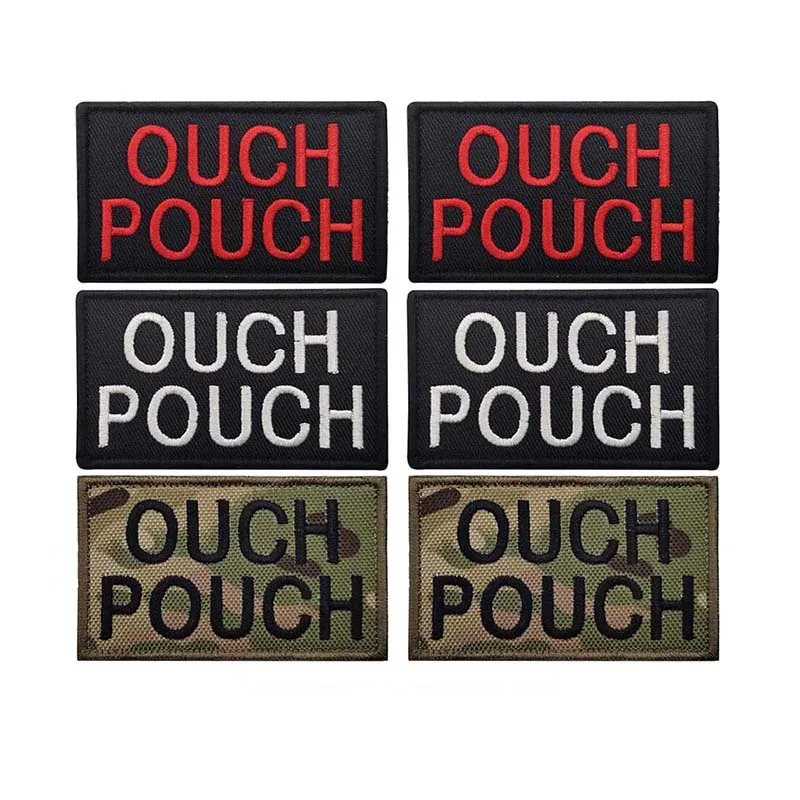 8*5CM OUCH POUCH / Letter Patches Hook And Loop Embroidery Applique Badge Stickers,Tactical Patch For First Aid Kit Bag,Backpack