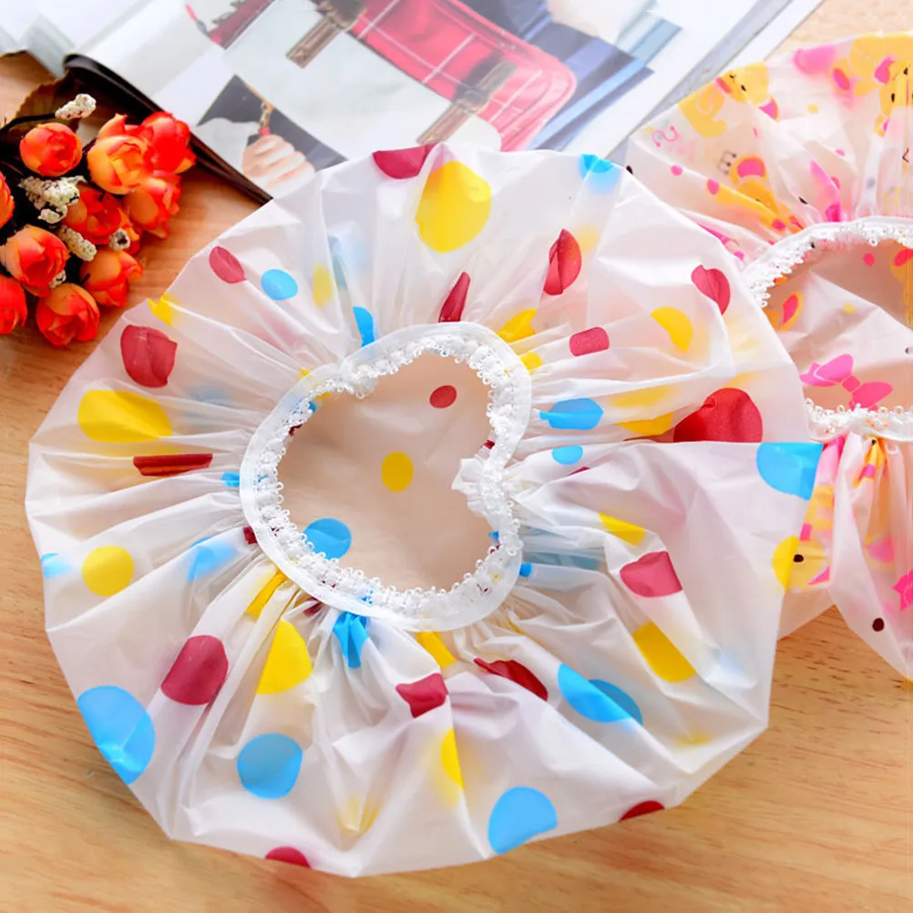 

12Pcs Waterproof Shower Cap for Women Reusable Soft Elastic Bath Hat Salon Hair Cover Travel Friendly Non Disposable Spa Cooking