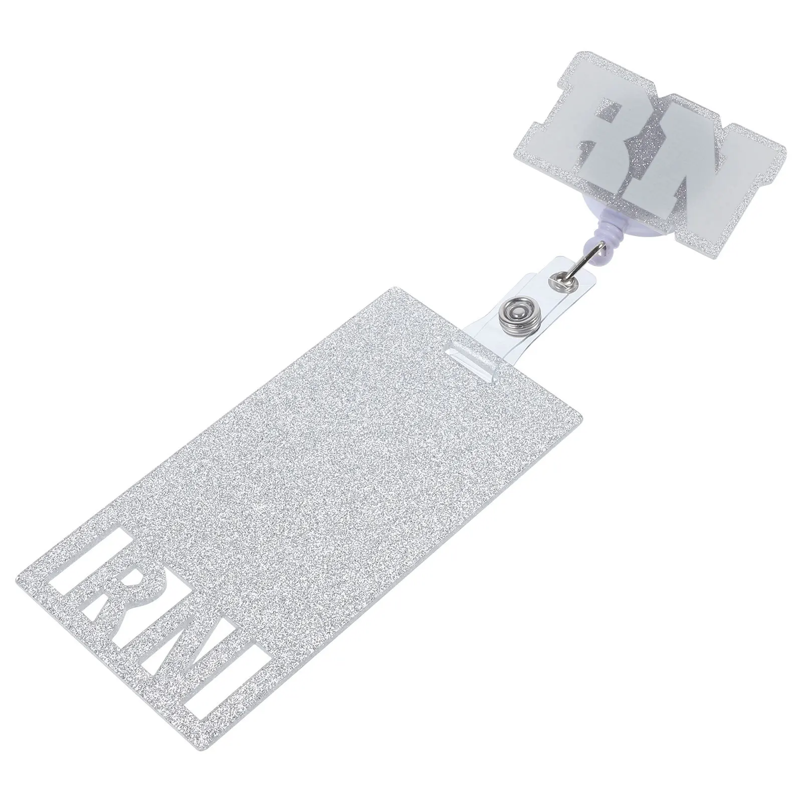 

Vertical Glitter Badge Holder Acrylic Retractable Clip for Nurses Doctors Id Badge Display Nursing Work Accessories
