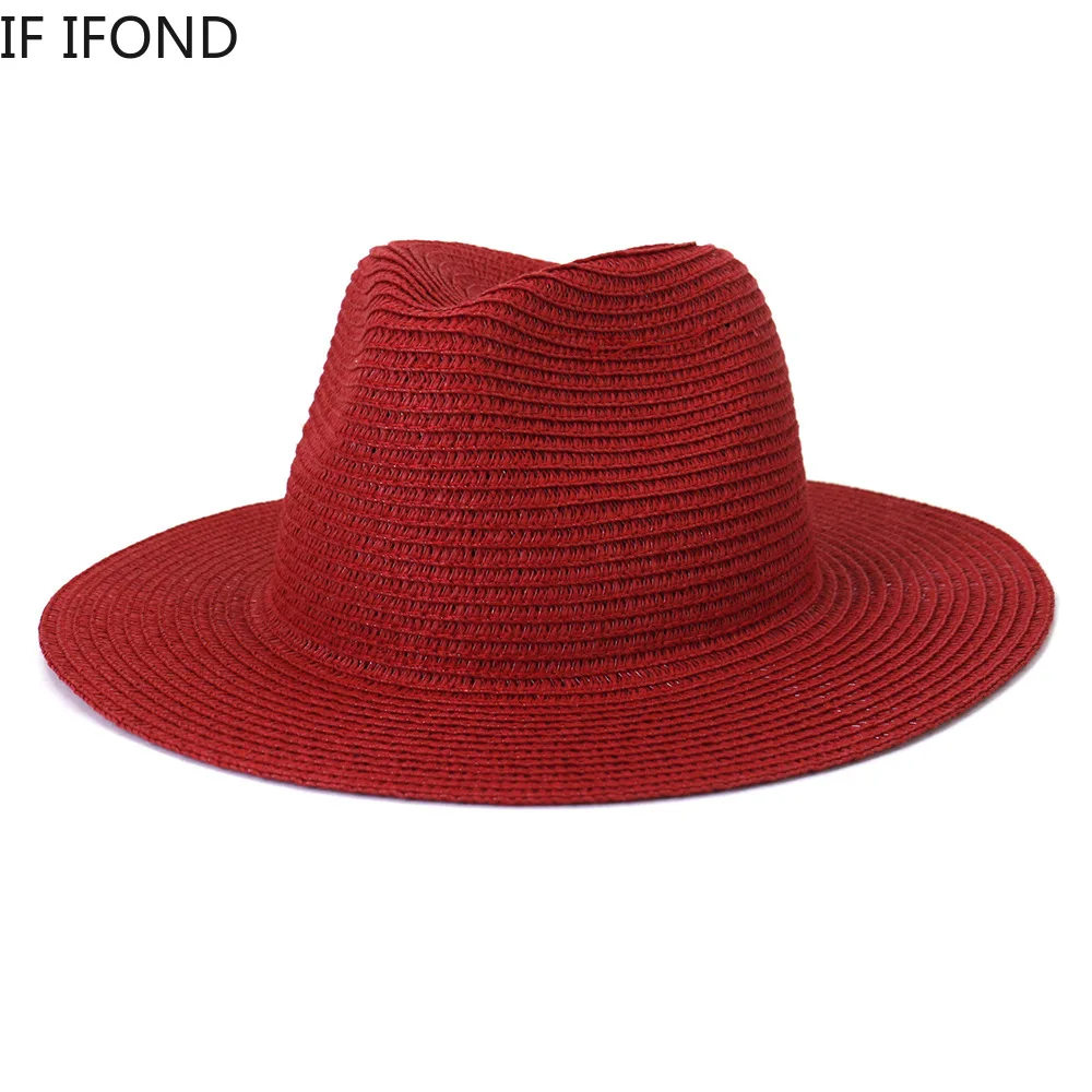 Wholesale Sun Hats Men Women Summer Panama Wide Brim Straw Hats Fashion Colorful Outdoor Jazz Beach Sun Protective Cap