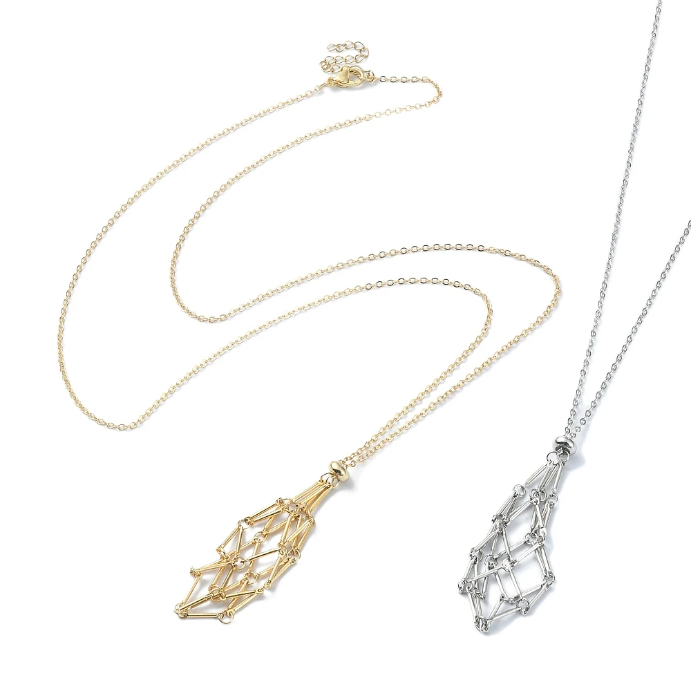 PandaHall 6 Stück 2-farbige Messing-Gliederketten für Makramee-Beutel, Platin & Gold, je 3 Stück pro Farbe für Anhänger-Halsketten und Schmuck – Detail 22