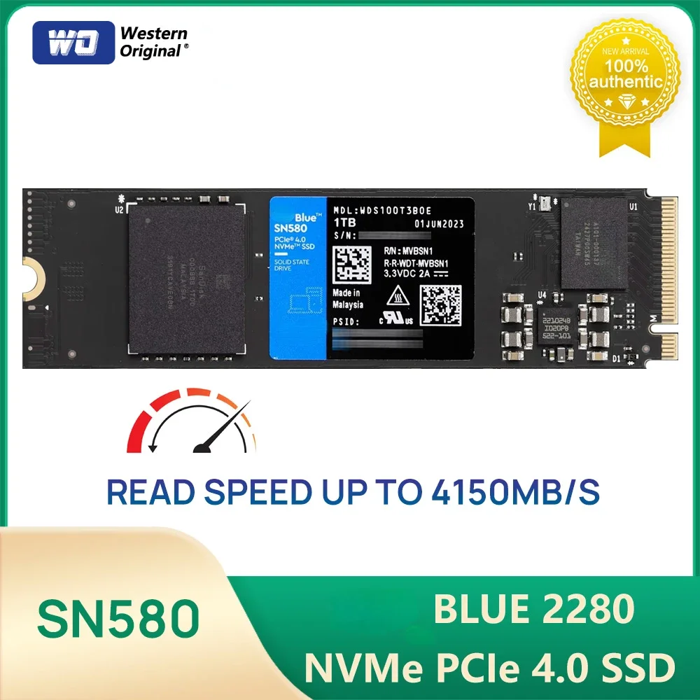 

Western SN580 SSD Blue NVMe 500GB 1TB 2TB PCIe4.0 4150MB/s M.2 2280 Drives for Laptops Computer PC PS5