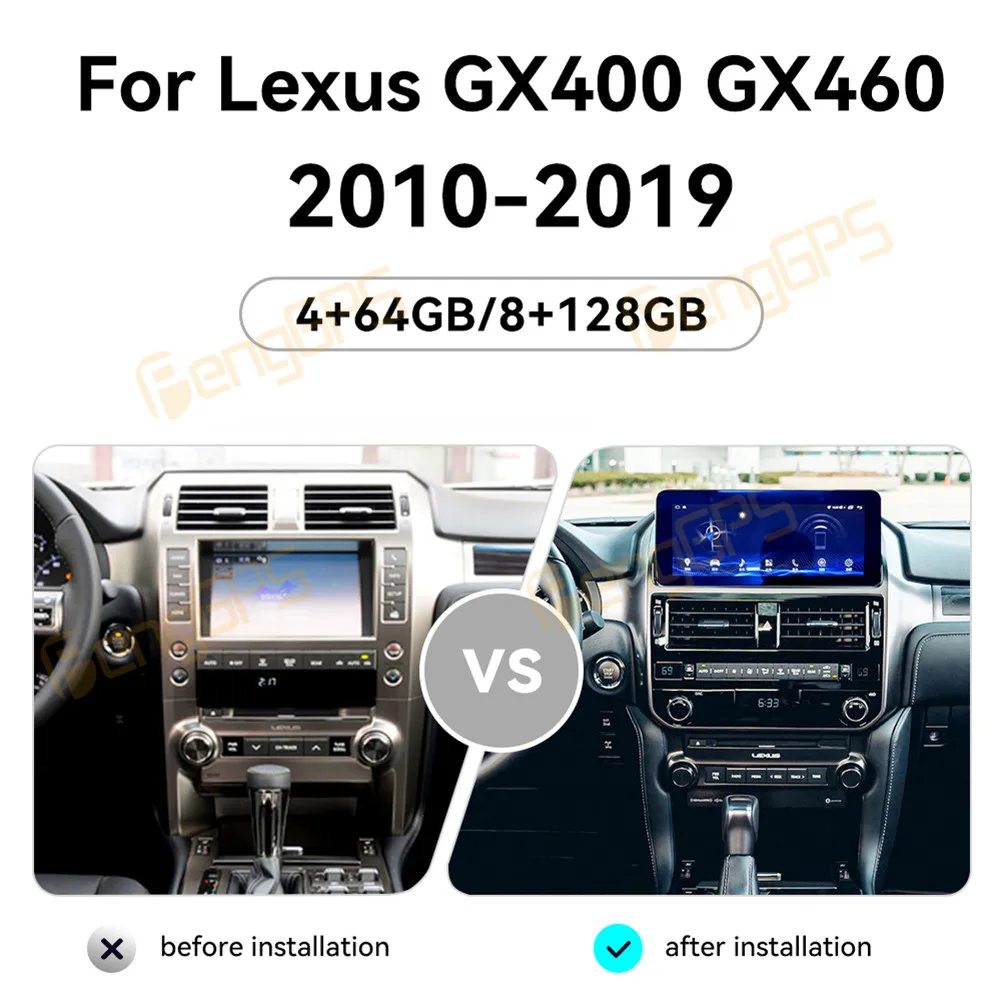 10.25inch car radio multimedia player For Lexus GX400 GX460 470 2010-2019 GPS navigation Android Auto Carplay 4G 360camera