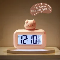 New LED Digital Clock Cute Kawaii Rome Decor Cartoon Pig Alarm Clock with Night Light Room Cute Watch Bedroom Bedside Ornaments