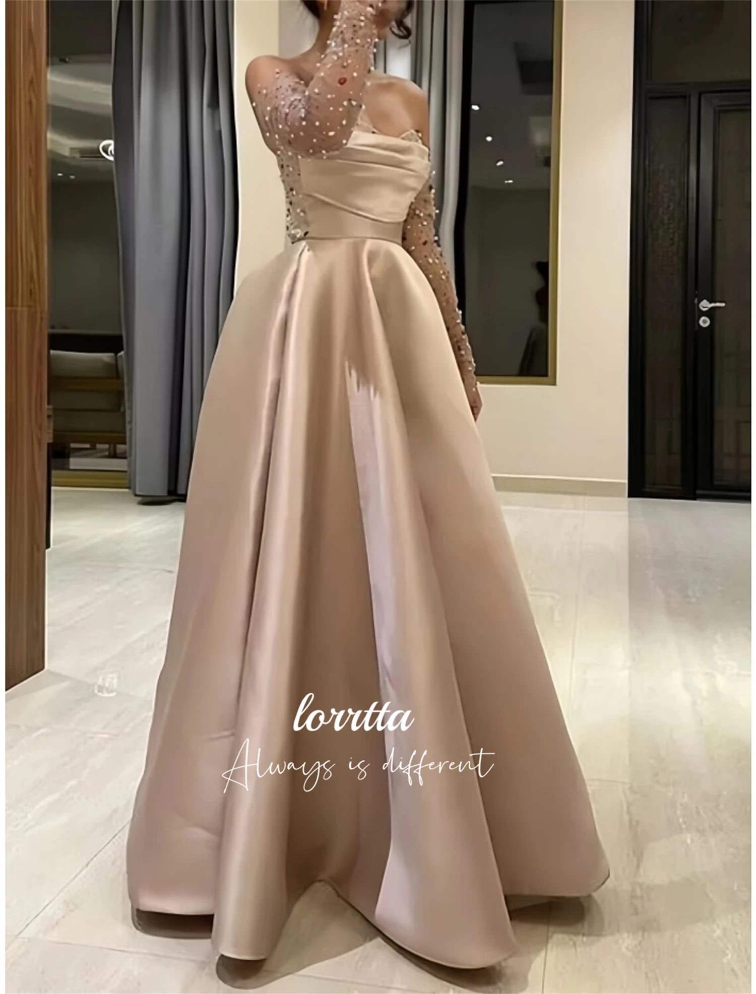 Satin Line A Elegant Dress Luxurious Decoration Evening Sharon Happy Dresses Women Ball Gowns Robe De Soiree Femmes Customized