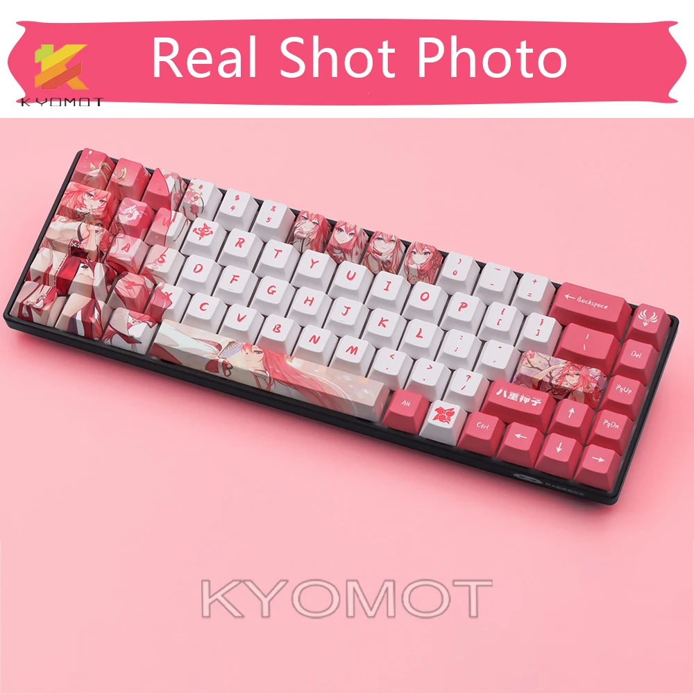 KYOMOT Genshin Impact Raiden Shogun Keyboard Keycap Anime Yae Miko Keycaps PBT Cosplay Keycaps for Cherry MX Switch DIY Keyboard