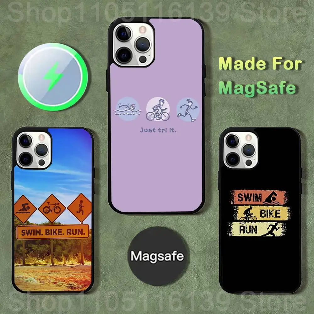 

Triathlon Phone Case For iPhone 17,16,15,14,13,12,11,Pro,Max,Plus,Mini,SE4,E Magnetic Magsafe Wireless Charging