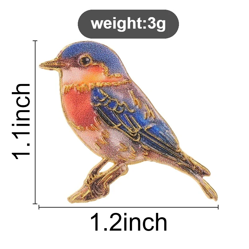 Cute Bluebird Robin Badge Cartoon Vintage Bird Enamel Pins Fashion Lapel Metal Brooch Backpack Clothes Jewelry Gift for Friends