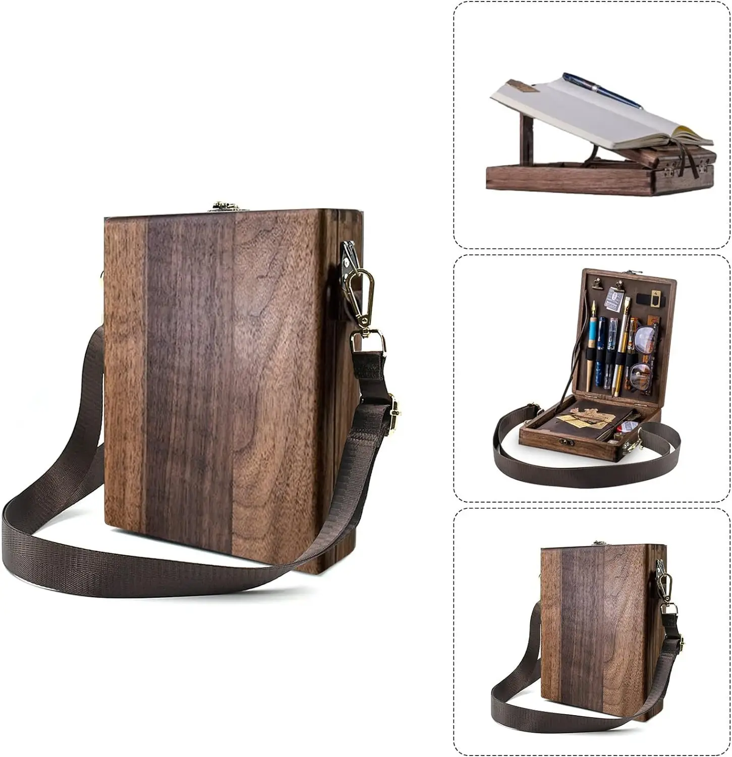 Messenger wooden box new chinoiserie satchel writer wooden box crossbody postman storage box