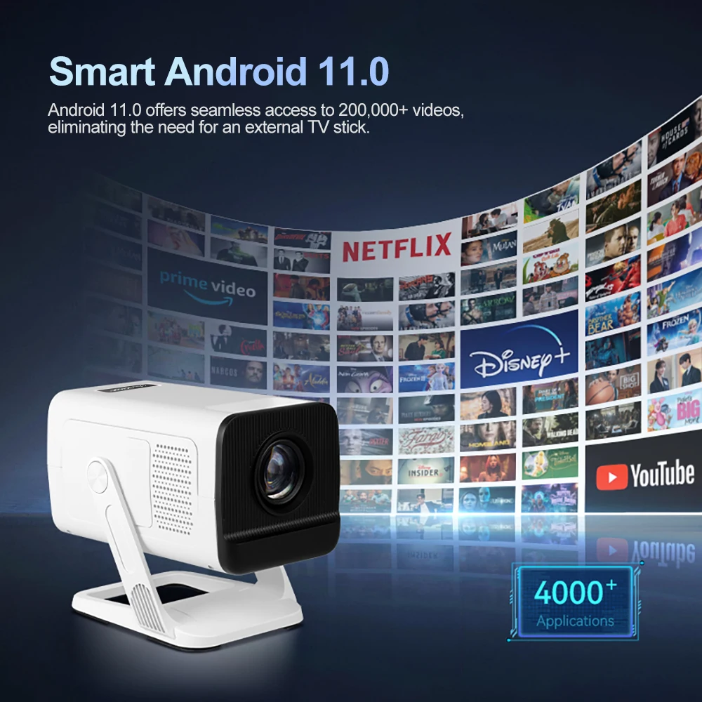 Мини-проектор PROGAGA PG310, 4K, Android 300Ansi, проектор BT5.4 для фильма PG310, умный домашний кинотеатр, портативный проектор для уличного видео