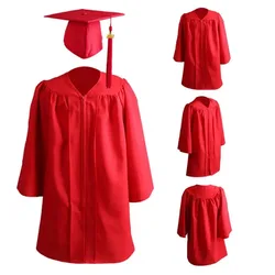 2Pcs/Set Zipper Loose Graduation Gown Children School 2024 Graduation Cap Gown Suit Graduation Ceremony Uniform