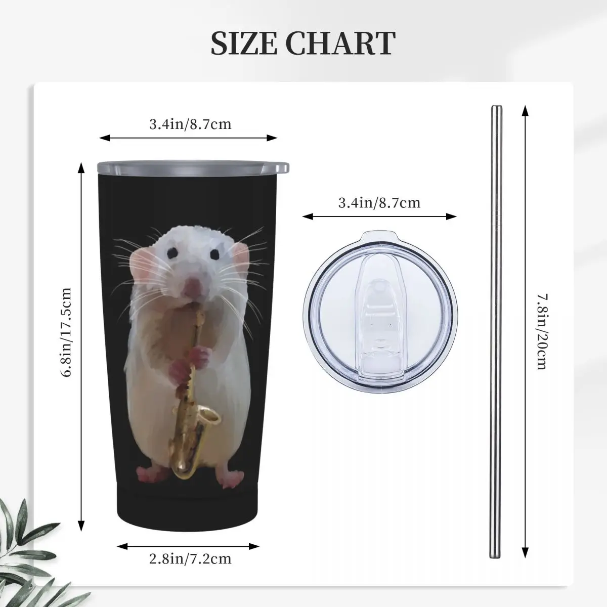 Rat Playing The Saxophone Stainless Steel Tumbler Vacuum Insulated Mugs Thermal Cold Bottle Straw With Lid 20oz