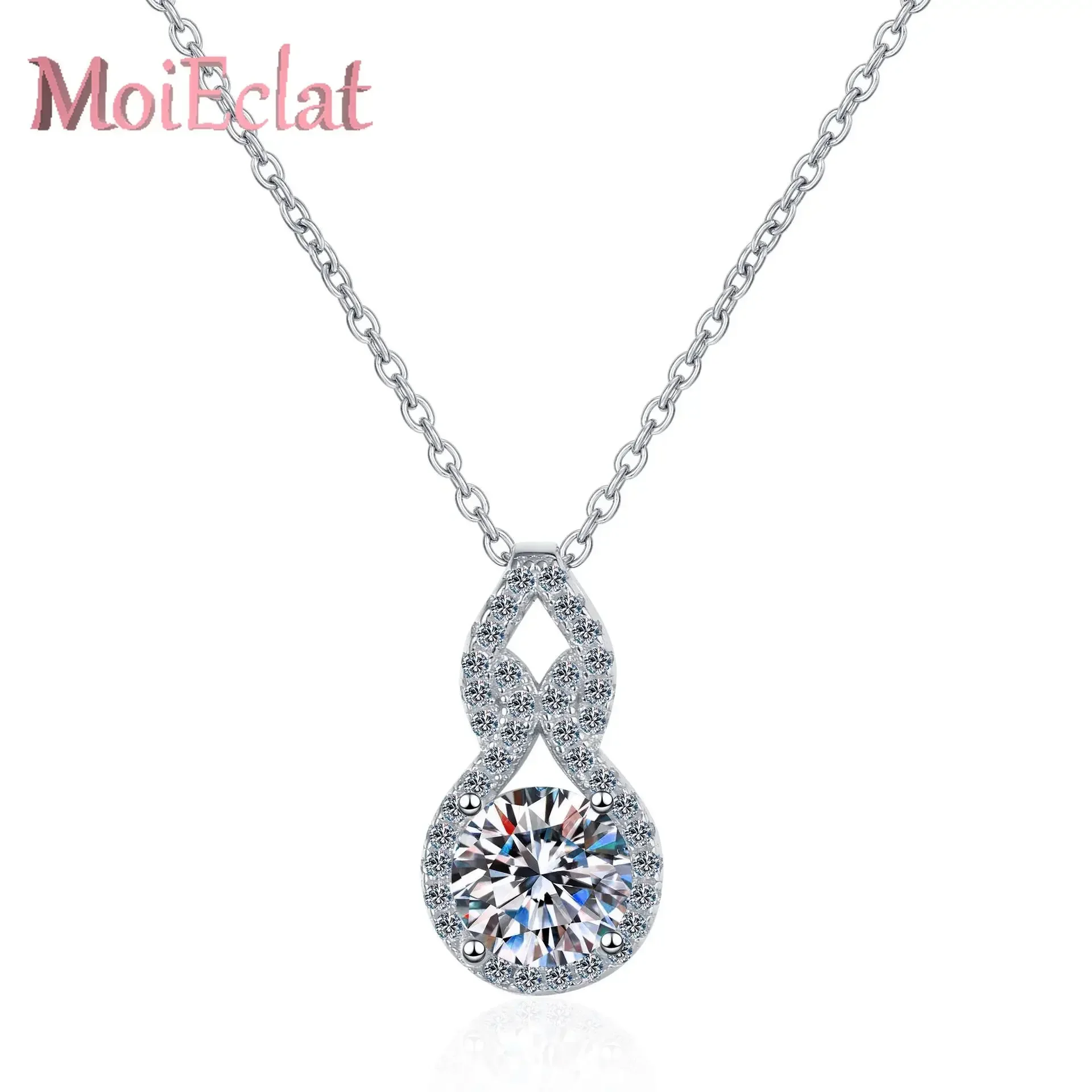for Women Platinum PT950 Necklaces Gourd Shaped Sparkling Diamond Pendant 1ct Moissanite Luxury Fine Jewelry Valentines Gift