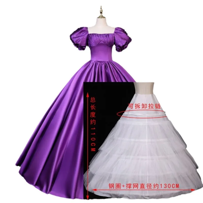 새로운 퍼프 댄스 공연용 새틴 퍼프 소매 드레스