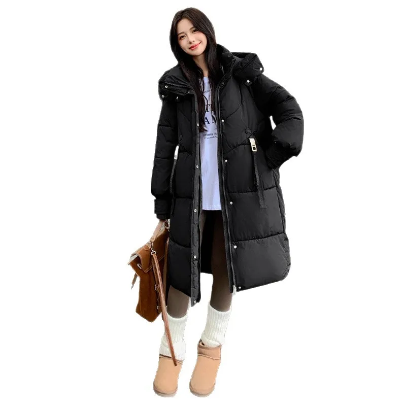 Mid Length Coats Parkas Women Hooded Zipper Jackets Stand Collar Coat Thick Warm Work Y2k Streetwear Jacket Autumn Winter