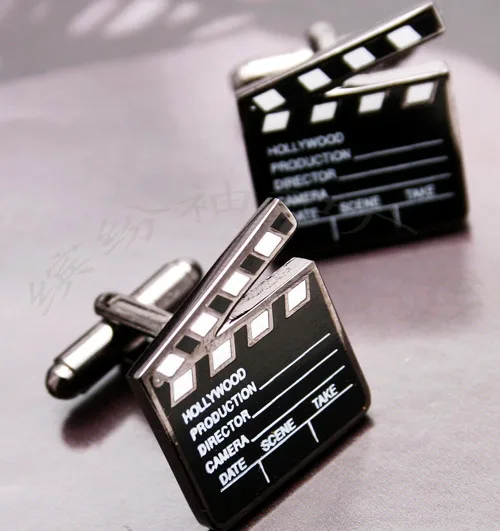 Stainless Steel Black Movie Clapperboard Gustless Style Cufflinks mc-081