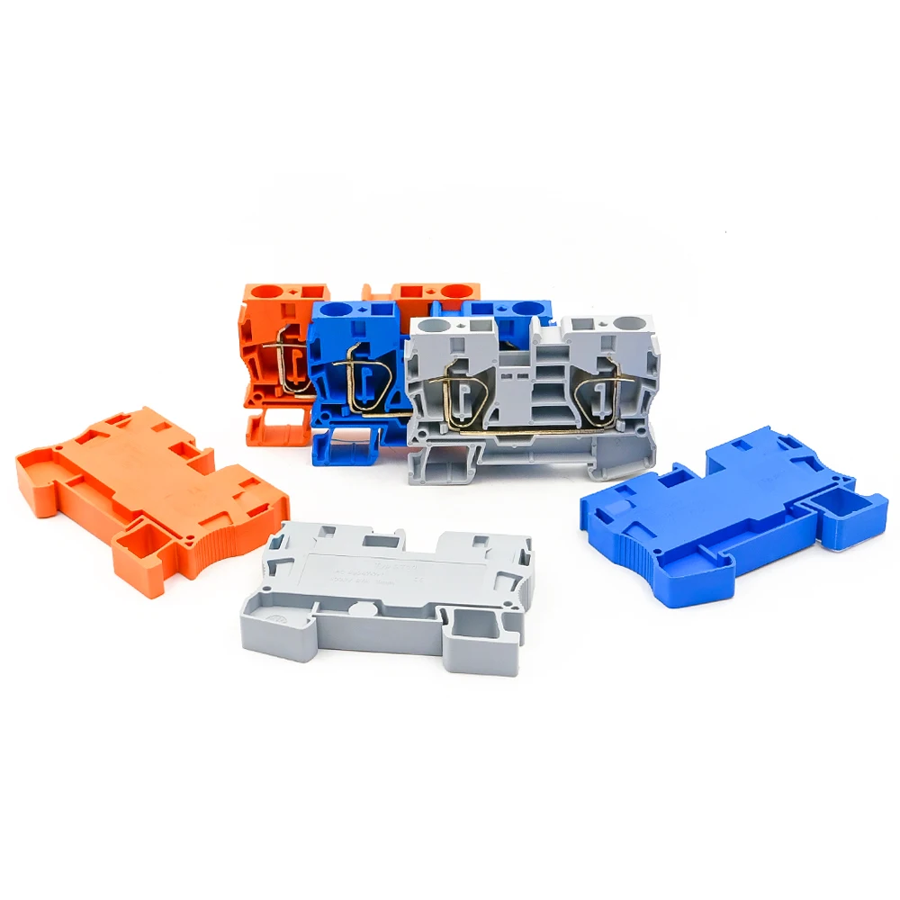 ST-10 Din Rail Terminal Blocks Connectors Return Pull Type Spring Electrical Wiring Connection Terminal Blocks Screwless 10pcs