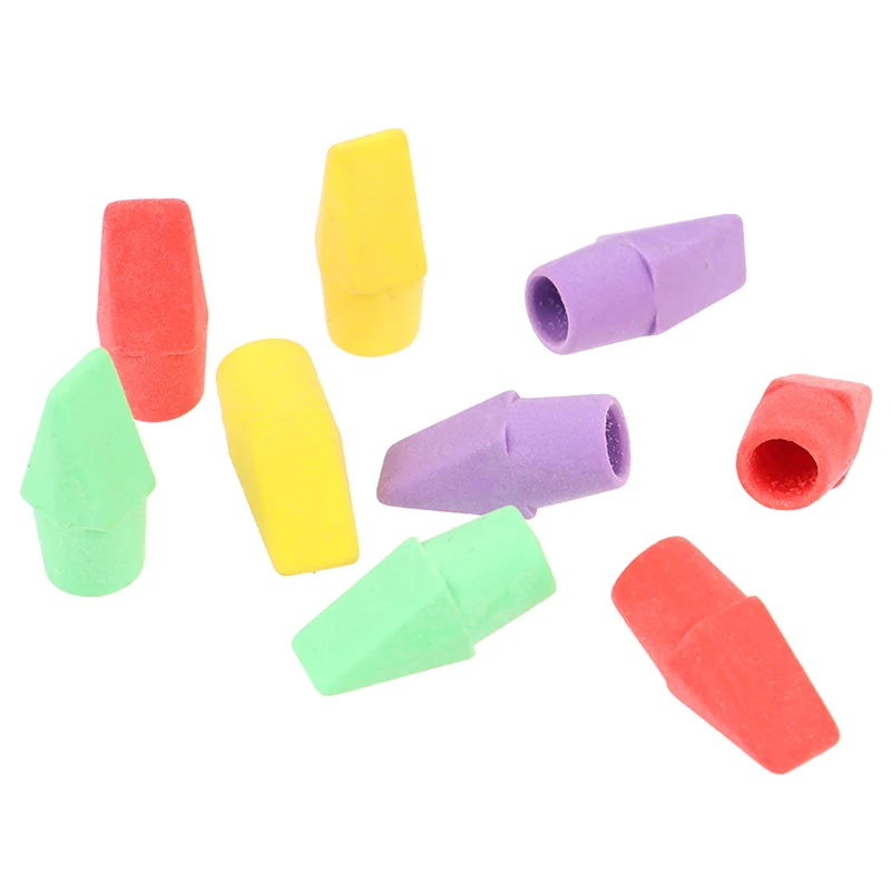 20PC Erasers Pencil Top Caps Chisel Shape Eraser Student Supplies Stationery