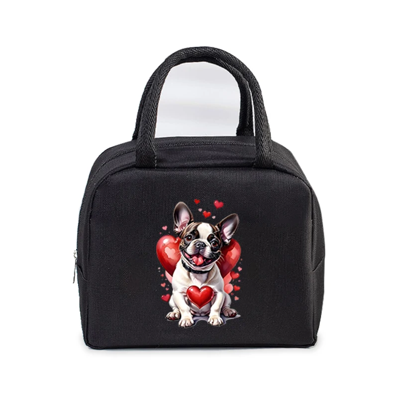 Bento Thermal Bag Pug Dog Cartoon Print Women Insulation Portable Pouch Food Picnic Fresh Cooler Lunch Bag for School Student