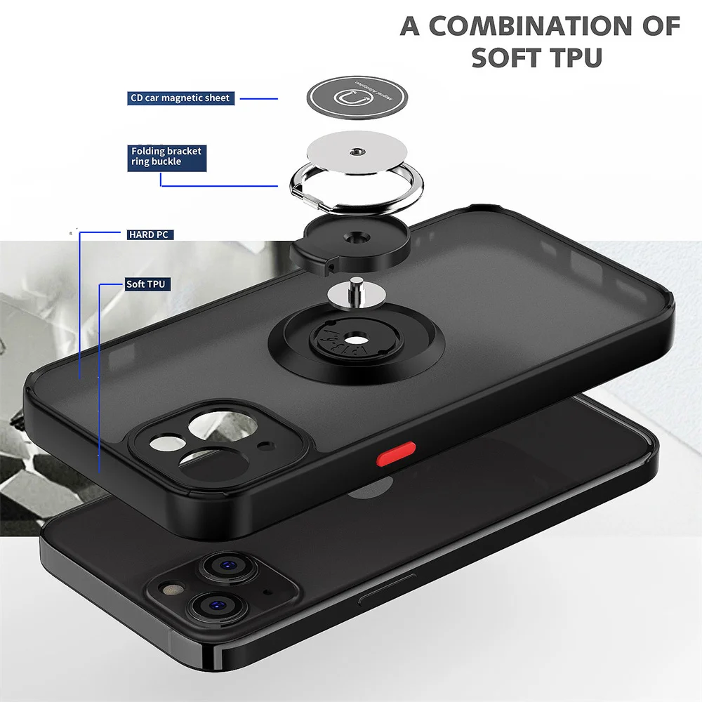 2024 neue stoßfeste matte magnetische Hülle für iPhone 16 15 Pro Max 14 13 12 Mini 11 Pro Max X XR XS 6S 7 8 Plus Ringhalter-Abdeckung – Detail 10