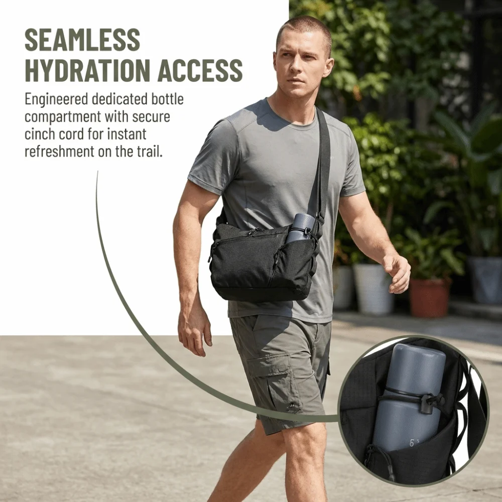 Thickened Water Bottle Messenger Bag Large Capacity Multi Pocket Oxford Crossbody Bag Lightweight Waterproof Sport Bags Casual