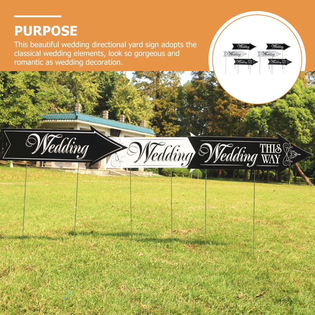 

2 Sets Directional Signs Elegant Yard Decorations For Wedding Party Outdoor Event Decorative Boards Wedding This Way Signage