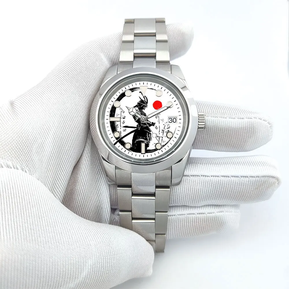 Orologio da uomo creativo stampato a colori da 39 mm Orologio cinese NH35 con movimento meccanico automatico in vetro zaffiro in acciaio inossidabile