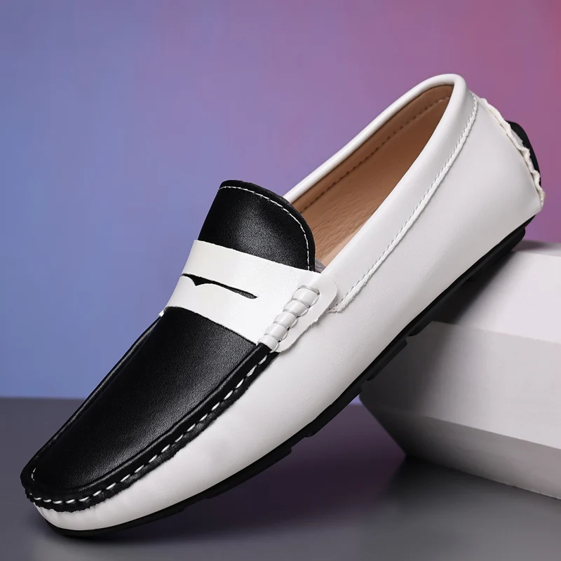 Heren Schoenen Lederen Casual Luxe Formele Man Loafers Mocassins Italiaanse Ademende Slip Op Mannelijke Bootschoenen Comfortabele Rijschoen