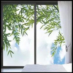 Privacy Glass Window Film Bamboo Pattern Frosted Sun Blocking Anti UV No Glue Static Cling Glass Door Sticker for Home Decor